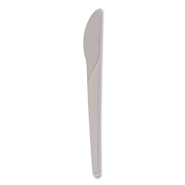 Plantware Compostable Cutlery, Knife, Plastic, White, 1,000/Carton