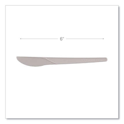 Plantware Compostable Cutlery, Knife, Plastic, White, 1,000/Carton
