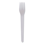 Plantware Compostable Cutlery, Fork, Plastic, Pearl White, 50/Pack, 20 Packs/Carton
