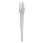 Plantware Compostable Cutlery, Fork, Plastic, White, 1,000/Carton