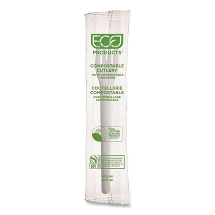 Plantware Compostable Cutlery, Fork, Plastic, White, 1,000/Carton