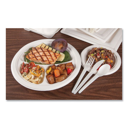 Plantware Compostable Cutlery, Fork, Plastic, White, 1,000/Carton