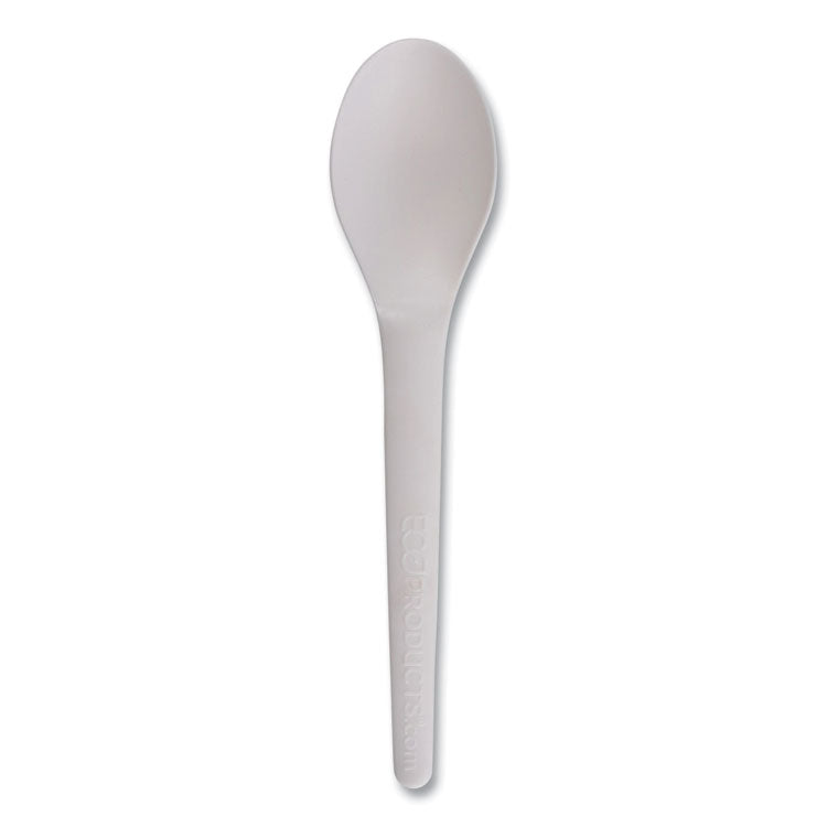 Plantware Compostable Cutlery, Spoon, Plastic, White, 1,000/Carton
