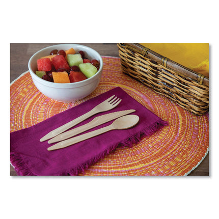 Wood Cutlery, General Purpose, Fork/Knife/Napkin/Spoon, Natural, 500/Carton