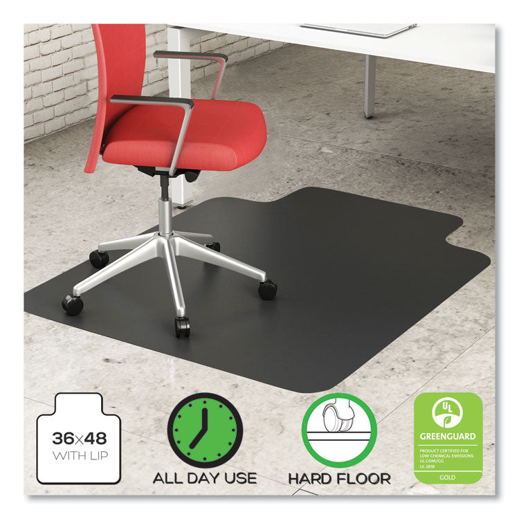 EconoMat Hard Floor Chair Mat, Lipped, 36 x 48, Black