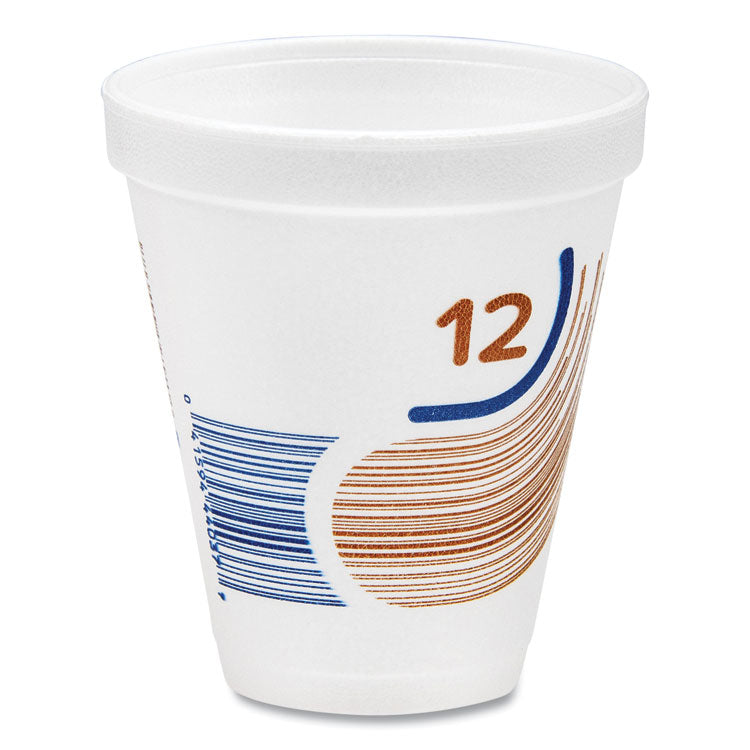 Breeze Hot/Cold Insulated Foam Drinking Cups, 12 oz, Brown/White/Blue, 1,000/Carton