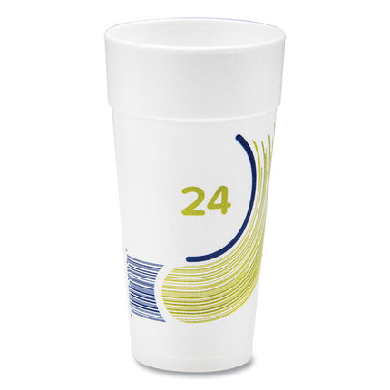 Breeze Hot/Cold Insulated Foam Drinking Cups, 24 oz, Green/White/Blue, 500/Carton