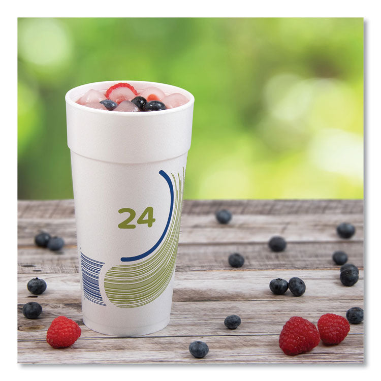 Breeze Hot/Cold Insulated Foam Drinking Cups, 24 oz, Green/White/Blue, 500/Carton