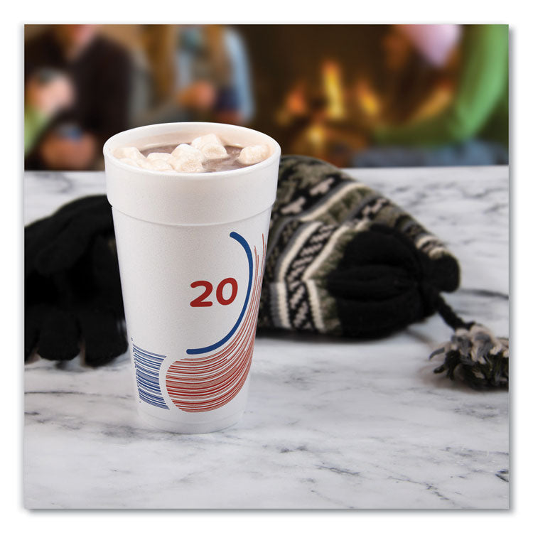 Breeze Hot/Cold Insulated Foam Drinking Cups, 20 oz, Red/White/Blue, 500/Carton