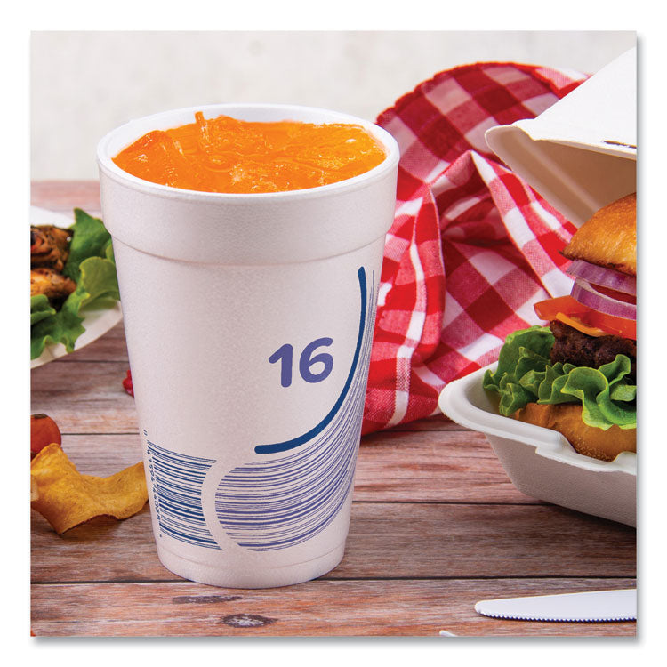 Breeze Hot/Cold Insulated Foam Drinking Cups, 16 oz, Purple/White/Blue, 1,000/Carton