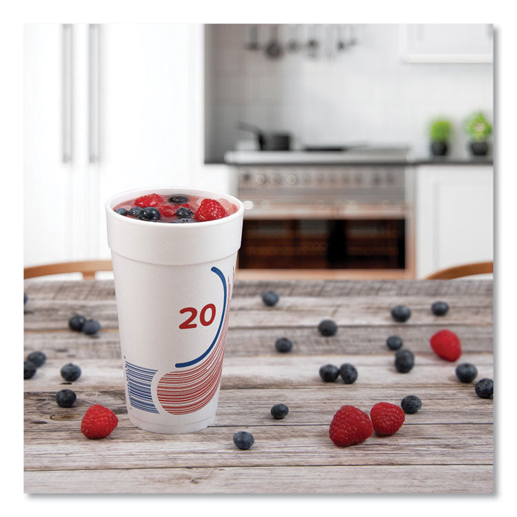 Breeze Hot/Cold Insulated Foam Drinking Cups, 20 oz, Red/White/Blue, 500/Carton