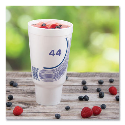 Breeze Hot/Cold Insulated Foam Drinking Cups, Pedestal Cup, 44 oz, Purple/White/Blue, 300/Carton