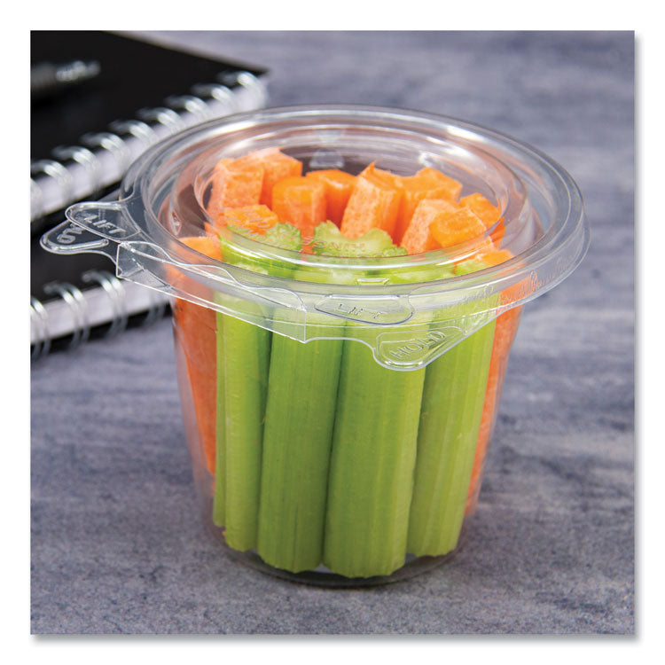 SafeSeal Tamper-Resistant, Tamper Evident Bowls, Flat Lid, 12 oz, 4.36 x 8.84 x 3.51, Clear, Plastic, 256/Carton