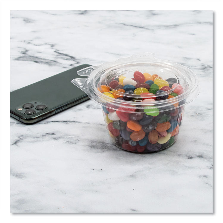 SafeSeal Tamper-Resistant, Tamper Evident Bowls, Flat Lid, 8 oz, 4.6 x 8.84 x 2.49, Clear, Plastic, 272/Carton