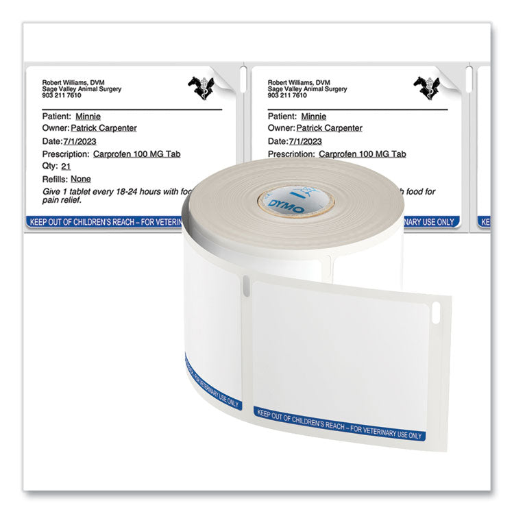 Veterinary Prescription Labels for LabelWriter Label Printers, 2.75 x 2.12, Black/White, 400 Labels/Roll, 6 Rolls/Pack