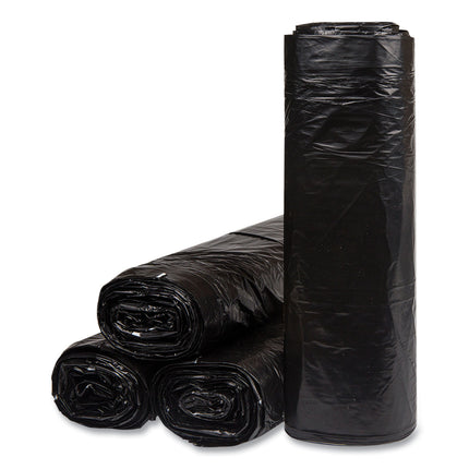 Low-Density Commercial Can Liners, 60 gal, 1.2 mil, 38" x 58", Black, Interleaved Roll, 10 Bags/Roll, 10 Rolls/Carton