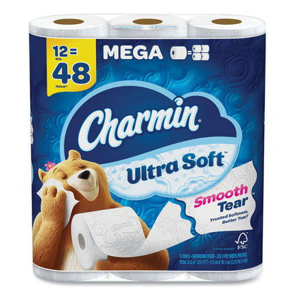 Ultra Soft Bathroom Tissue, Mega Roll, Septic Safe, 2-Ply, White, 224 Sheets/Roll, 12 Rolls/Pack