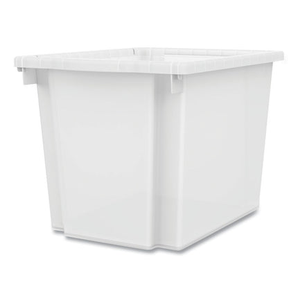 Flagship Storage Bins, 1 Section, 12.75" x 16" x 12", Translucent White