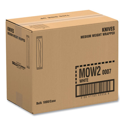 Regal Mediumweight Cutlery, Individually Wrapped, Knife, Plastic, White, 1,000/Carton