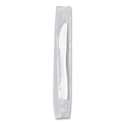 Regal Mediumweight Cutlery, Individually Wrapped, Knife, Plastic, White, 1,000/Carton