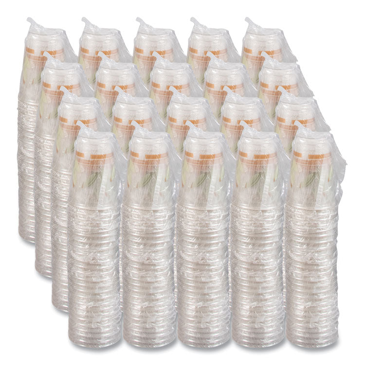 Bare Eco-Forward RPET Cold Cups, Individually Wrapped, 10 oz, Plastic, Leaf Design, 500/Carton