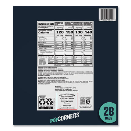 Popped Corn Chips Snacks Variety Pack, Assorted Flavors, 1 oz Bag, 28/Pack