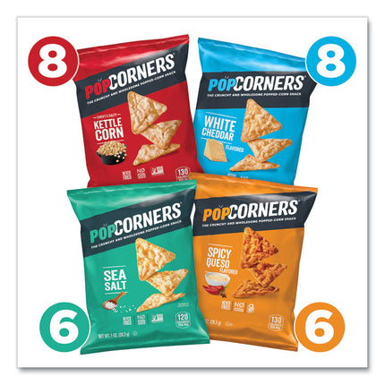 Popped Corn Chips Snacks Variety Pack, Assorted Flavors, 1 oz Bag, 28/Pack