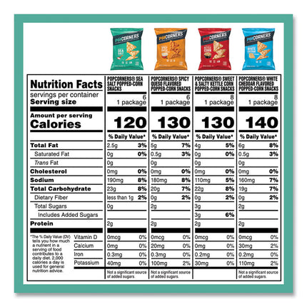 Popped Corn Chips Snacks Variety Pack, Assorted Flavors, 1 oz Bag, 28/Pack