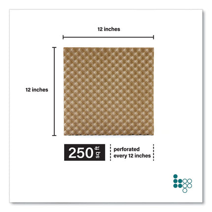 Bubble Paper, 12" x 250 ft, Perforated Every 12", Kraft, 250 Sheets/Carton