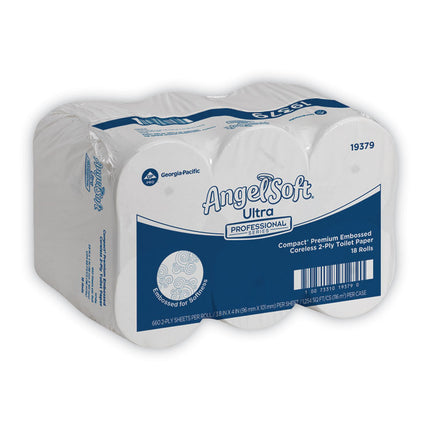 Angel Soft ps Compact Coreless Premium Bathroom Tissue, 2-Ply, White, 660 Sheets/Roll, 18/Carton