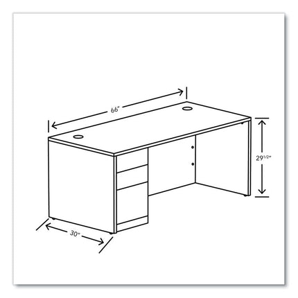 10500 Series Single Pedestal Desk, Left Pedestal: Box/Box/File, 66" x 30" x 29.5", Pinnacle