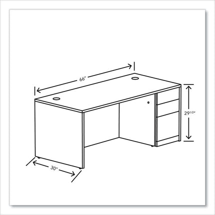 10500 Series Single Pedestal Desk, Right Pedestal: Box/Box/File, 66" x 30" x 29.5", Mahogany