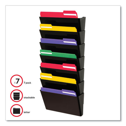 EZ Link Stackable DocuPocket, 7 Sections, Letter Size, 13" x 4" x 14" to 19", Black