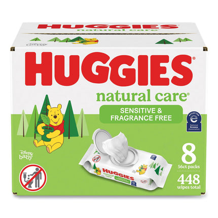 Natural Care Sensitive Baby Wipes, 1-Ply, 3.88 x 6.6, Unscented, White, 56/Pack, 8 Packs/Carton