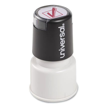 Round Message Stamp, Check Mark, Pre-Inked/re-Inkable, Red