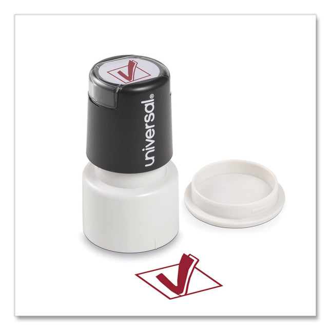 Round Message Stamp, Check Mark, Pre-Inked/re-Inkable, Red