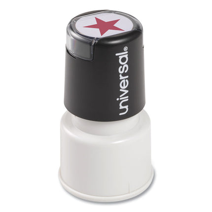 Round Message Stamp, Star, Pre-Inked/re-Inkable, Red