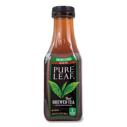 Pure Leaf Unsweetened Iced Black Tea, 16.9 oz Bottle, 18/Carton