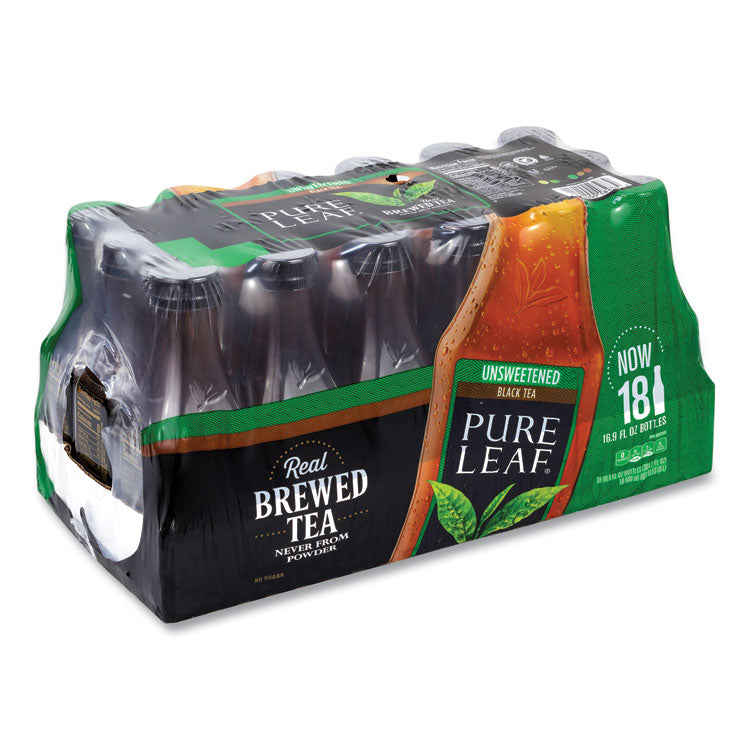 Pure Leaf Unsweetened Iced Black Tea, 16.9 oz Bottle, 18/Carton