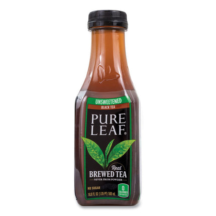 Pure Leaf Unsweetened Iced Black Tea, 16.9 oz Bottle, 18/Carton