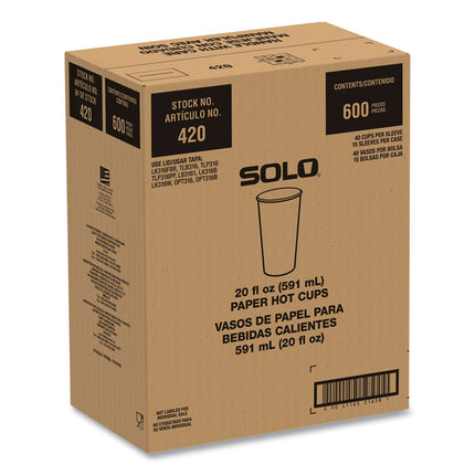 Compostable Paper Hot Cups, 20 oz, White/Green, 600/Carton