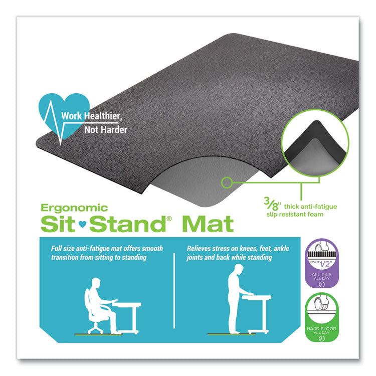 Ergonomic Sit Stand Mats, 60 x 46, Black, 25/Pallet