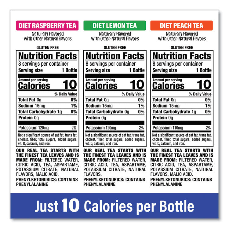 Ice Tea Variety Pack, Assorted Flavors, 20 oz Bottle, 24/Carton