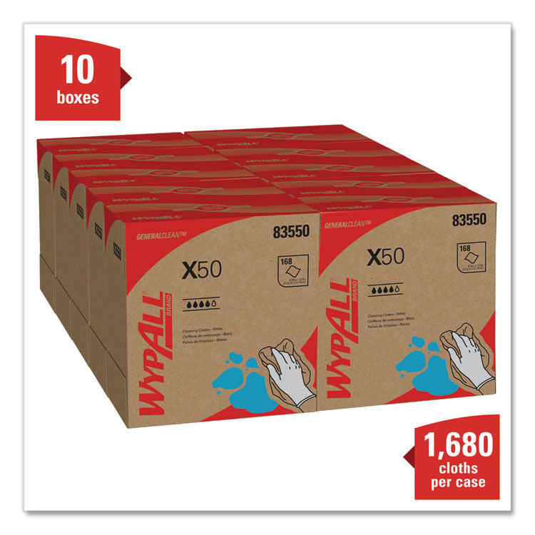 X50 Cloths, POP-UP Box, 12.5 x 9.1, White, 168/Box, 10 Boxes/Carton