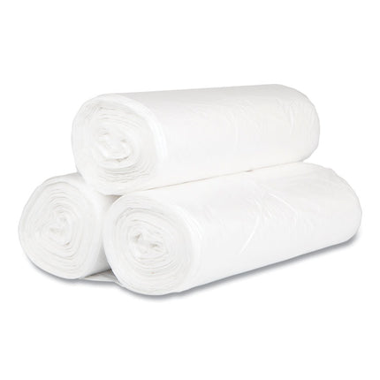 High-Density Commercial Can Liners, 60 gal, 17 mic, 38" x 60", Clear, Interleaved Roll, 25 Bags/Roll, 8 Rolls/Carton