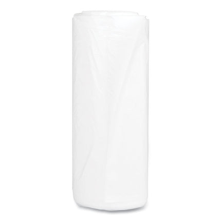 High-Density Commercial Can Liners, 60 gal, 17 mic, 38" x 60", Clear, Interleaved Roll, 25 Bags/Roll, 8 Rolls/Carton