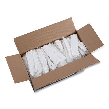 Cutlery Kit, Mediumweight, Fork/Knife/Napkin/Pepper/Salt/Spoon, Plastic, White, 250/Carton