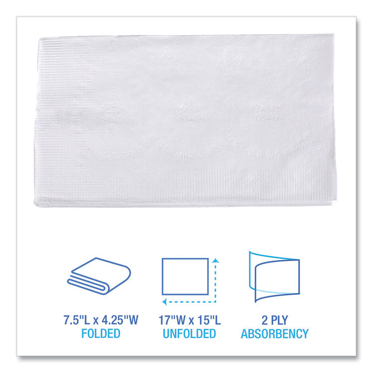 1/8-Fold Dinner Napkins, 2-Ply, 15 X 17, White, 300/pack, 10 Packs/carton