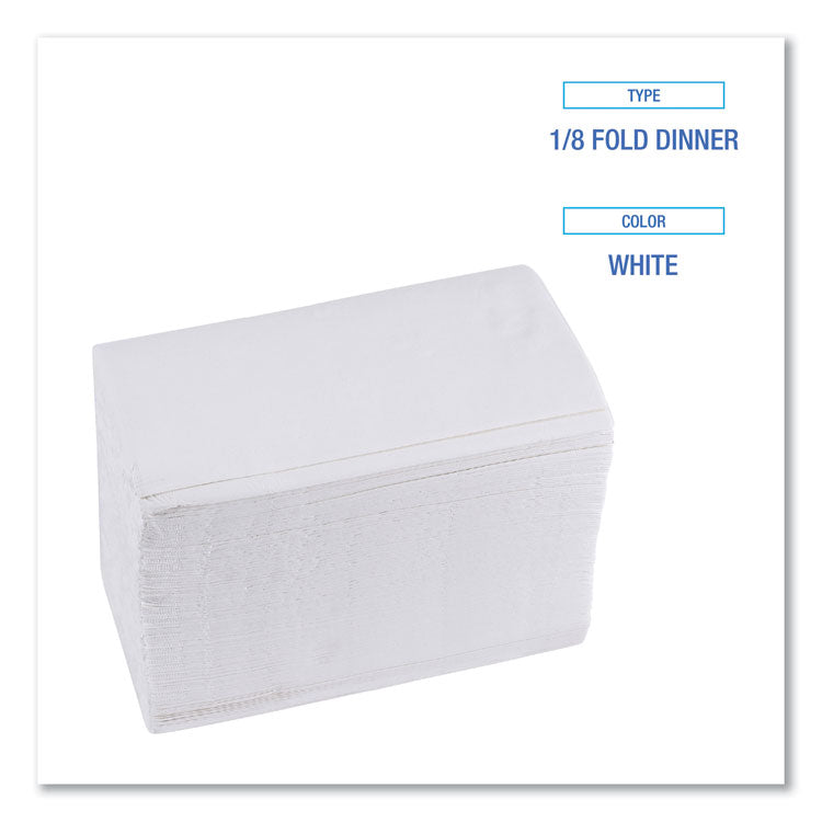 1/8-Fold Dinner Napkins, 2-Ply, 15 X 17, White, 300/pack, 10 Packs/carton