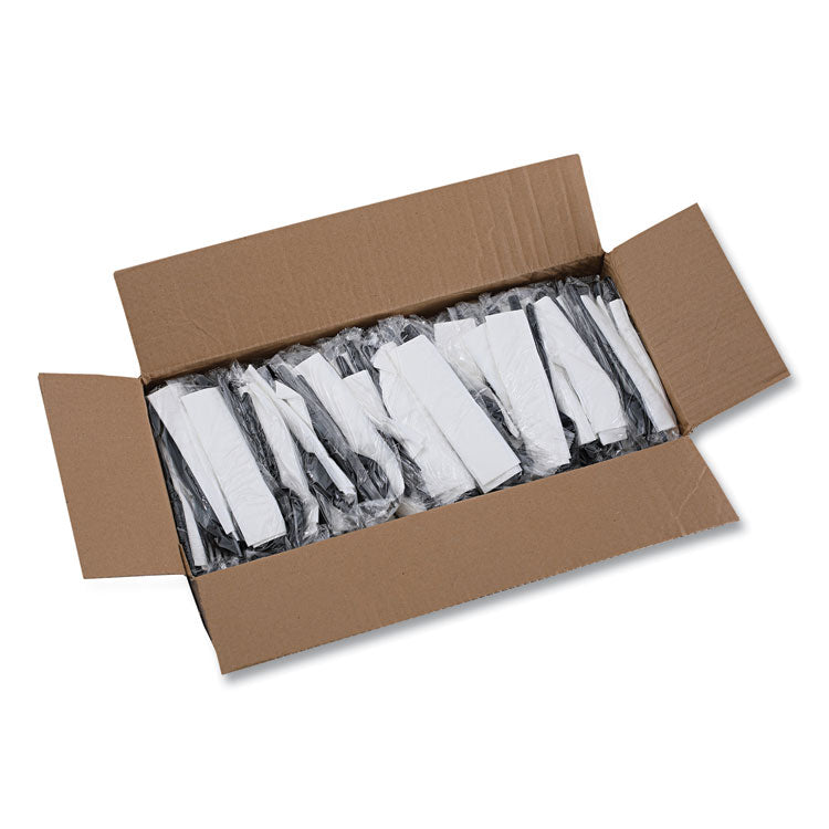 Four-Piece Cutlery Kit, Heavyweight, Fork/Knife/Napkin/Spoon, Plastic, Black, 250/Carton